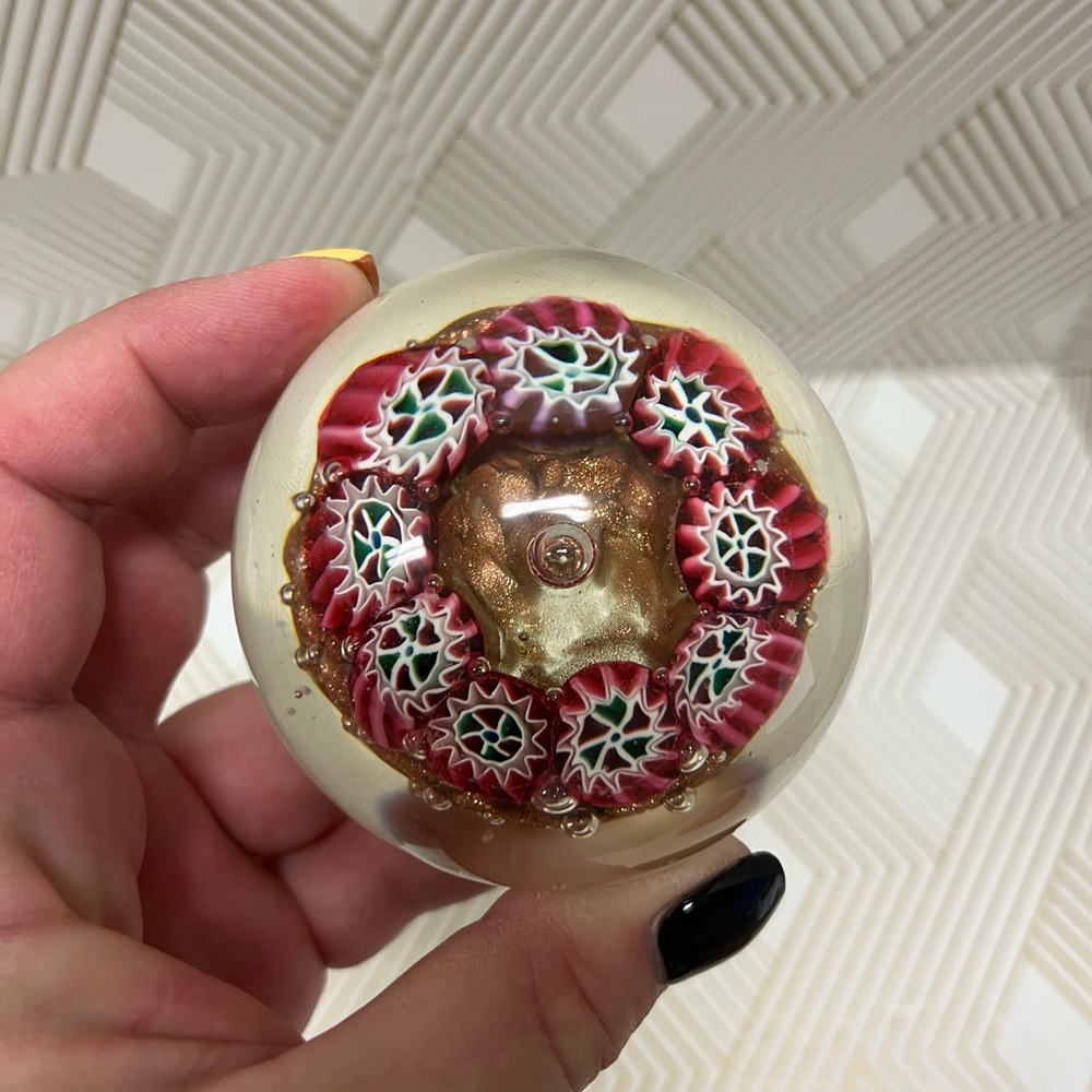 Vintage Murano Paperweight with Millefiore Accents